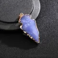 Blue arrow crystal pendant with gold-plated edges for DIY jewelry making - Gold Edge Blue Jade Arrowhead (21*45mm) - Pendant Only