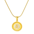 Golden 18K titanium steel snake chain necklace featuring a white shell letter E pendant - Letter E (S-P005-E)