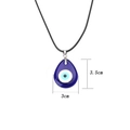 Blauer Teardrop-Anhänger „Böser Blick“ aus Glas an schwarzer Kordel mit 3,5 cm Maß - Glas / 3*3.5 Wassertropfen / Blau