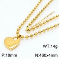 Collier à perles en acier inoxydable plaqué or 18 carats avec pendentif en cœur 3D - Collier Or (KN234414-Z)
