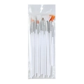Professional 15pcs white nail art brush set with various tips and silver ferrules - White