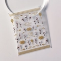 Stickers nail art 5D MN-196F avec lanternes dorées et motifs floraux en dégradé - Style floral dégradé blanc-violet 3D(MN-196F)