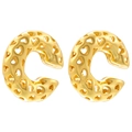 Élégante manchette d'oreille dorée en forme de C avec des motifs de cœur ajourés - VE1157 Coeur Évidé-Or