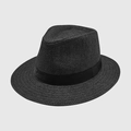 Classic black paper straw fedora hat for parent-child summer beach sun protection - Dark Gray