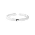 Anello aperto minimalista in argento sterling S925 con un design a cuore nero chic - Stile Cuore Vuoto (JZ1082) / Argento 925 / Argento