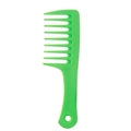 Portable wide-tooth hair comb in bright green plastic with hanging hole and thick teeth - Green