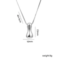 Silver puffed waterdrop pendant necklace in titanium steel with 40+5cm adjustable chain - Letter I (Silver)