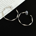 Minimalist silver geometric twisted hoop earrings with transparent clip-on design - 5cm / Silver
