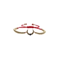 Adjustable evil eye moon bracelet with gold beads and red cord for bohemian style - Copper Beads Red Rope