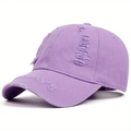 Vintage distressed purple baseball cap with ripped holes and white embroidery detail - Adjustable / Purple