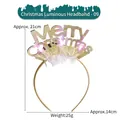 Golden LED Merry Christmas headband with glitter letters and festive white fur trim - Christmas LED Headband-09/Gold Letters Style