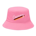 Pink bucket hat featuring a white Germany script and German flag stripes detail. - M / 3# Germany Text - Barbie Pink