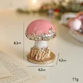Decorazione a fungo in velluto rosa con paillettes dorate, ornamento in schiuma da 8,3 cm - Fungo Singolo con Paillettes e Glitter / Rosa