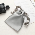 Elegant grey satin drawstring pouch with a smooth silk texture and glossy finish - Business Grey