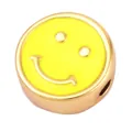 DIY jewelry charm with gold-plated frame and yellow smiley face enamel design - Smile-Fluorescent Yellow