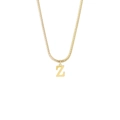 Macro detail of 18K gold snake chain necklace featuring a minimalist capital Z pendant - Style Z