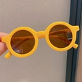 Cute round yellow frame toddler sunglasses with dark brown lenses for kids fashion - 1001 Yellow (Round)