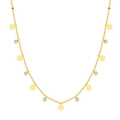 Collana dorata in acciaio con dischi metallici e ciondoli scintillanti in zircone - Disco Tondo Zircone