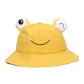 Cute yellow cotton frog sun hat for toddlers featuring embroidered face and 3D eyes - Yellow