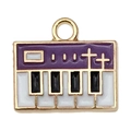 Purple keyboard enamel charm pendant with golden metal border for DIY jewelry making - Piano (19460)