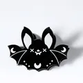 Pinza per capelli a pipistrello nero con motivi luna e stelle per stile gotico - Pipistrello Luna