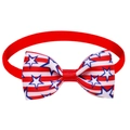 Dettaglio del papillon patriottico con bandiera USA, stelle e cinturino elastico - Rosso Blu Stelle e Strisce