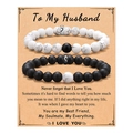 Close-up of couple bracelets with heart pendants on a romantic To My Husband card - To My Husband Style (With Card)