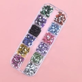 12-grid storage box with colorful heart-shaped rhinestones for nail art DIY designs - 12 Colors Heart Shaped Rhinestones
