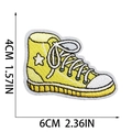Detail view of yellow high-top shoe embroidery patch with precise dimensions 6cm x 4cm - High-top Canvas Shoe Style (X15SD-08-16)