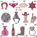 Detail of 12pcs cowboy themed embroidery patches set with adhesive backing for clothes - Set of 12 Pieces