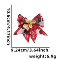 Christmas red and green plaid fabric bow ornament with gold bell, 4.17 inch height - One Size / Type H/Red Text Print