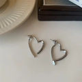 Modern 925 silver post geometric heart-shaped stud earrings in a sleek silver finish - Silver Open Heart Earring (E017)