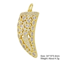 Detailed view of a gold pendant with zircon stones and size specifications - Gold Horn-White Zirconia