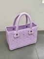 Borsa tote in EVA viola chiaro con motivo geometrico e accenti floreali sui manici - Viola Chiaro