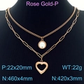 Roségoldene Lagenkette mit Büroklammerkette und Herzanhänger auf schwarzem Display - Stil 2 Roségold