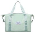 Pale green large capacity travel bag with double handles and bottom shoe compartment - Green