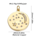 Macro detail of a 20x25mm gold plated copper star and moon pendant with zircon stones - Star Moon Round Pendant (YSN030-11)