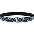 Adjustable kids elastic belt in black featuring colorful stars and metal T-hook buckle - Blue Star