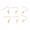 Detailed view of six gold-plated S925 sterling silver U-shaped earring hooks for DIY jewelry - No Bead KC Gold