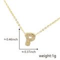 Gold plated letter P pendant necklace with sparkling cubic zirconia, size 0.46x0.37 inch - Gold Letter-P