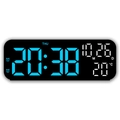 Reloj despertador LED negro de 9 pulgadas con pantalla azul y blanca para fecha y temperatura - Carcasa Negra LED Azul
