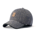 Berretto da baseball invernale da uomo con bordo in pelle e caldo tessuto a maglia - Blu navy