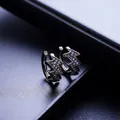 Clip per orecchie a fulmine in finitura gunmetal con zirconi viola per uomo e donna - Zircone Viola - Paio / Nero