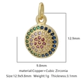 Golden round pendant with colorful cubic zirconia inlay and geometric copper design - Multicolor Zirconia Style 7 / Gold