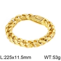 Pulsera cubana dorada de 11,5 mm en acero inoxidable con grabados estilo vintage - 22cm / Dorado