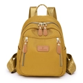 Mini nylon backpack in mustard yellow with multiple zipper pockets for women - Yellow