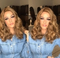 Medium long wavy light brown wig with natural volume and professional curls - Short Curly / Tan