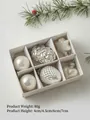 Set di 6 decorazioni natalizie bianco crema con forme di ghianda stella e cuore in scatola - Set Decorazione Perlato