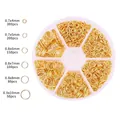 DIY jewelry kit jump rings in multiple sizes from 4mm to 10mm for earring bracelet making - 6-Grid Gold Jump Rings Box