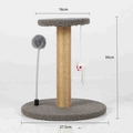 Gray plush cat scratching post with sisal rope, spring ball, and mouse toy, 30cm height - Mouse Pendant with Spring Ball Style / Gray